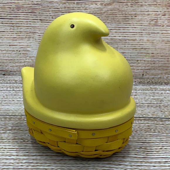 Longaberger Peeps Candy Dish Basket Yellow Ceramic Lid 2012 VLP Signed - Picture 2 of 10